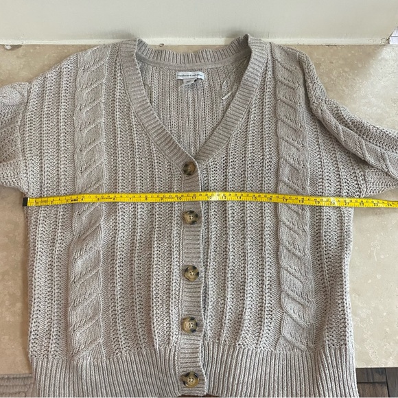 Cupcakes and Cashmere Beige Button Front V Neck Womens Size XL Chunky Cardigan - Picture 9 of 14